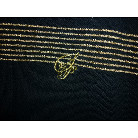 SouthPole Mens XL Black Gray Gold Striped Polo Shirt Streetwear Logo Y2K - Picture 4 of 5